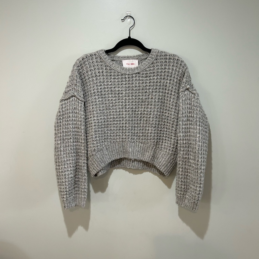 Pink Rose Heather Gray Women's Sweater
